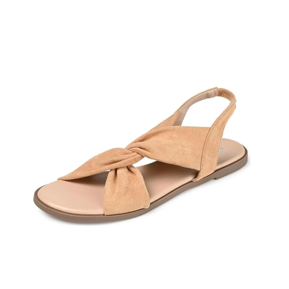 Journee Collection Womens 12 M Tan Deleece Flat Sandals NIB TF3